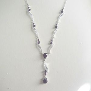 NWOT simulated Amethyst Y drop necklace